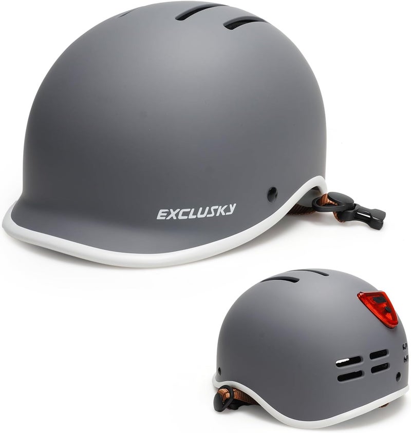 EXCLUSKY Bike Helmet for Adults,Adjustable Cycling Helmet for Men & Women Safety Certified Bicycle Helmet for Commuting, Road Biking, Skating with USB Rechargeable Rear Light - Image 1